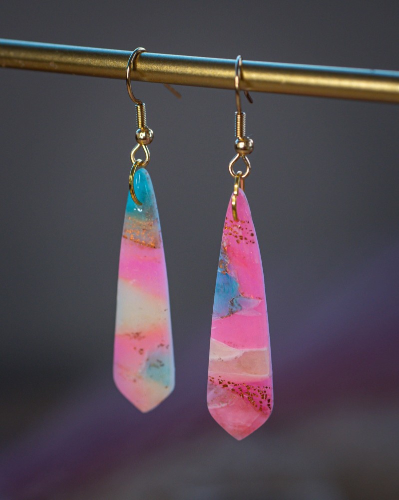 Boucles d'oreilles Monika - Miladora Créations - Bijoux en argile polymère et acier inoxydable