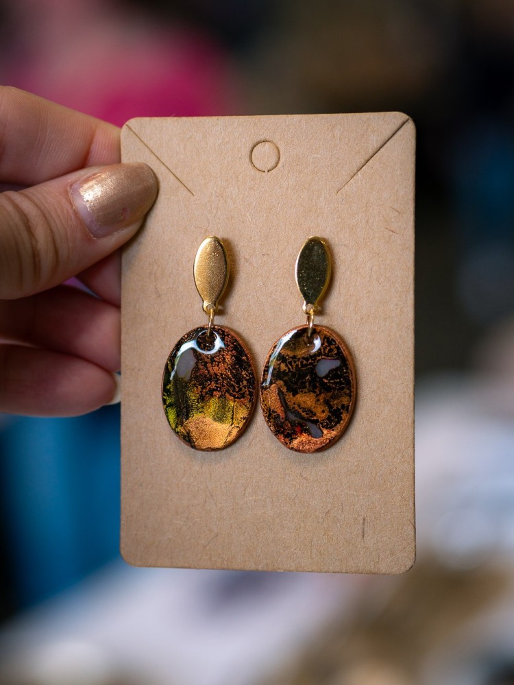 Boucles d'oreilles Ovale Ambre - Miladora Créations