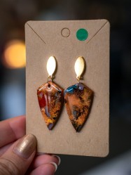 Boucles d'oreilles Dent Ambre - Miladora Créations