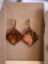 Boucles d'oreilles Carrée Ambre - Miladora Créations