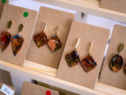 Boucles d'oreilles Carrée Ambre - Miladora Créations