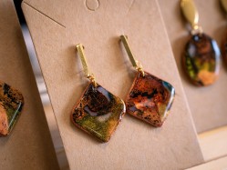 Boucles d'oreilles Carrée Ambre - Miladora Créations