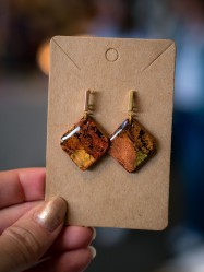 Boucles d'oreilles Carrée Ambre - Miladora Créations