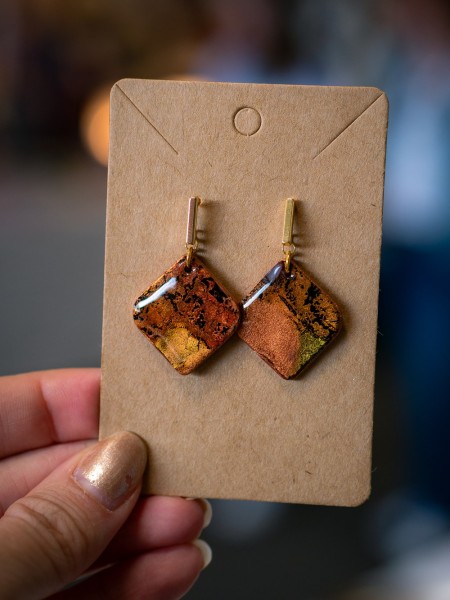 Boucles d'oreilles Carrée Ambre - Miladora Créations