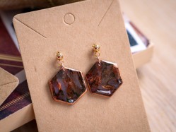 Boucles d'oreilles Hexa Ambre - Miladora Créations