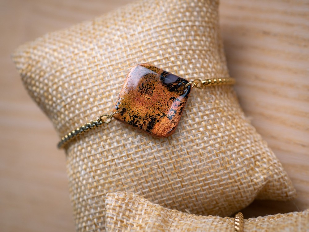 Bracelet Carré Ambre - Miladora Créations