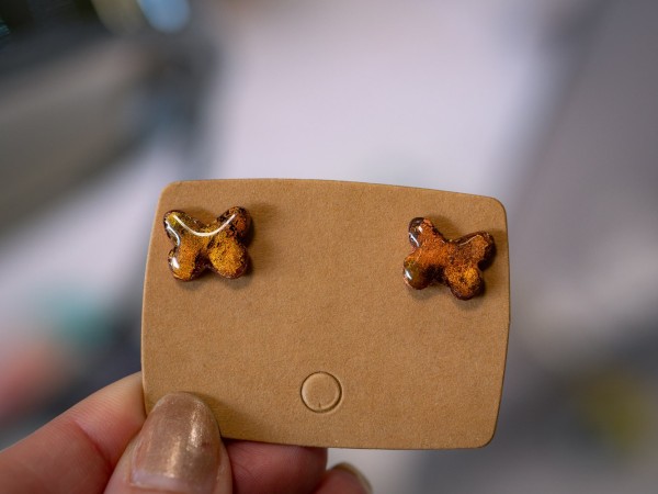 Puces d'oreilles papillons Ambre - Miladora Créations