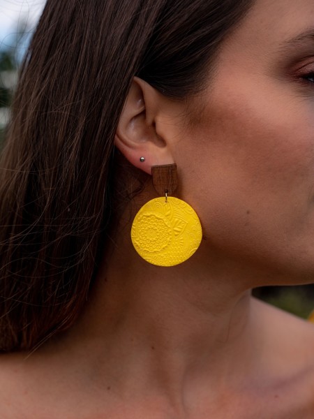 Boucles d'oreilles Soleil - Miladora Créations - Bijoux en argile polymère et acier inoxydable