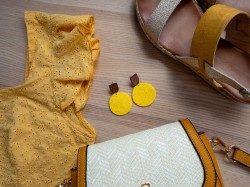 Boucles d'oreilles Soleil - Miladora Créations - Bijoux en argile polymère et acier inoxydable