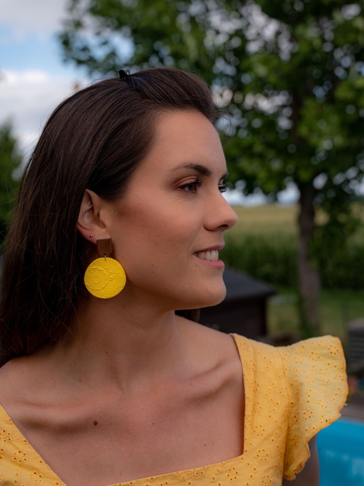 Boucles d'oreilles Soleil - Miladora Créations - Bijoux en argile polymère et acier inoxydable