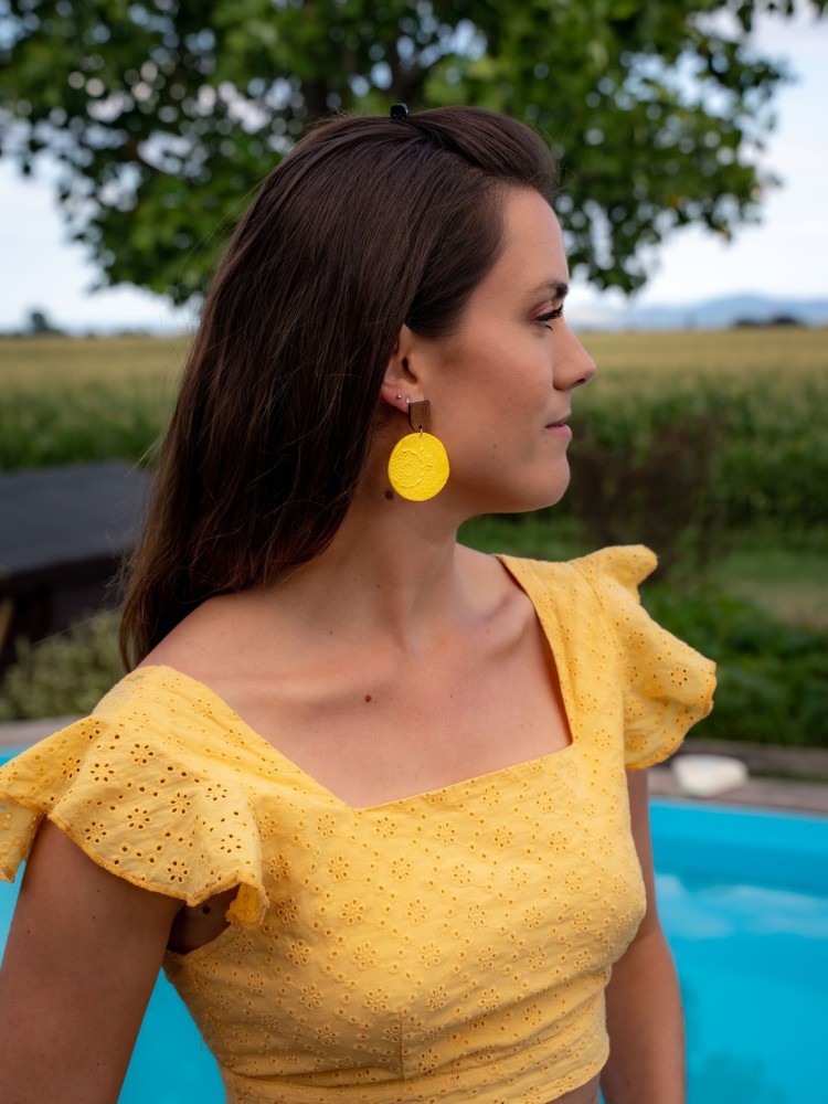 Boucles d'oreilles Soleil - Miladora Créations - Bijoux en argile polymère et acier inoxydable