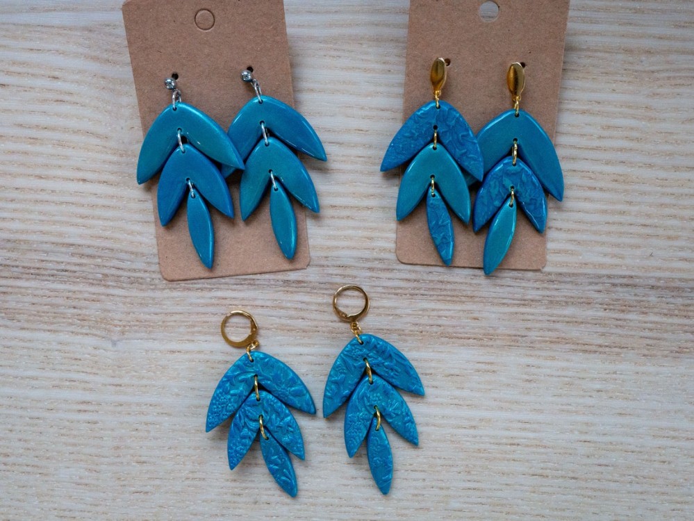 Boucles d'oreilles Canopée Mixtes - Miladora Créations - Bijoux en argile polymère et acier inoxydable