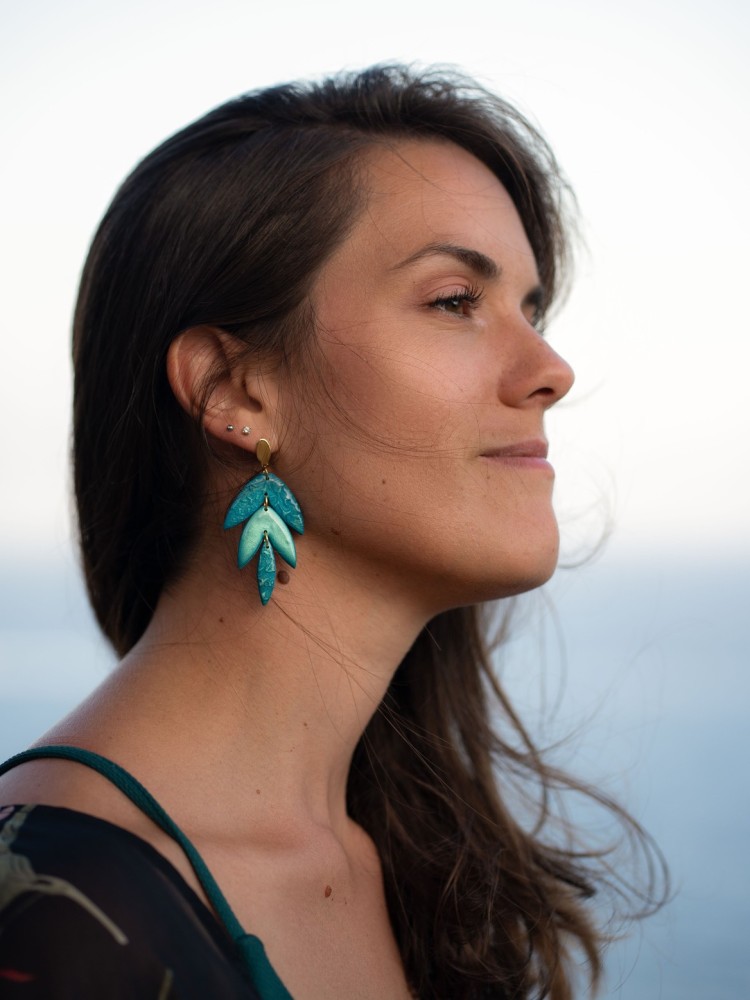 Boucles d'oreilles Canopée Mixtes - Miladora Créations - Bijoux en argile polymère et acier inoxydable