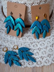 Boucles d'oreilles Canopée Texturées - Miladora Créations - Bijoux en argile polymère et acier inoxydable