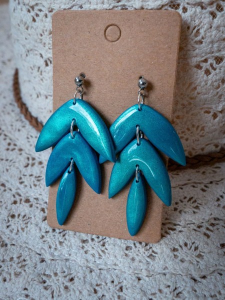 Boucles d'oreilles Canopée Lisses - Miladora Créations - Bijoux en argile polymère et acier inoxydable