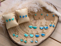 Puces d'oreilles Lola Vert - Miladora Créations