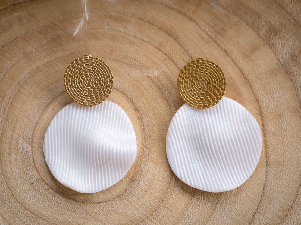Boucles d'oreilles Chypre Osier - Miladora Créations - Bijoux en argile polymère et acier inoxydable