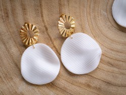 Boucles d'oreilles Chypre Drappées - Miladora Créations - Bijoux en argile polymère et acier inoxydable