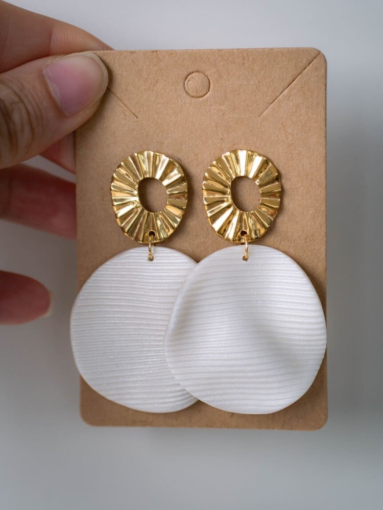 Boucles d'oreilles Chypre Drappées - Miladora Créations - Bijoux en argile polymère et acier inoxydable