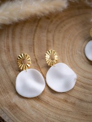 Boucles d'oreilles Chypre Drappées - Miladora Créations - Bijoux en argile polymère et acier inoxydable