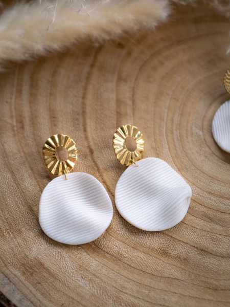 Boucles d'oreilles Chypre Drappées - Miladora Créations - Bijoux en argile polymère et acier inoxydable
