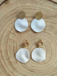 Boucles d'oreilles Chypre Drappées - Miladora Créations - Bijoux en argile polymère et acier inoxydable