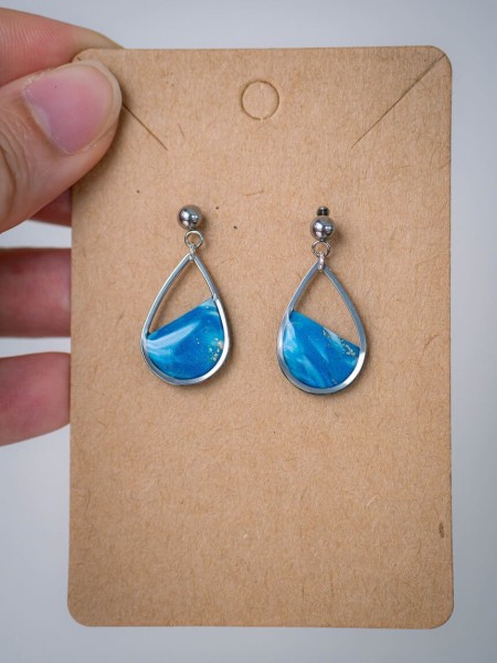 Boucles d'oreilles Louise Bleu & Argent - Miladora Créations
