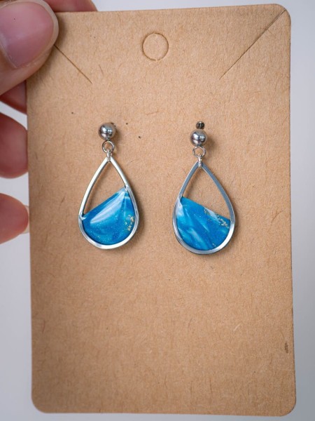 Boucles d'oreilles Louise Bleu & Argent - Miladora Créations