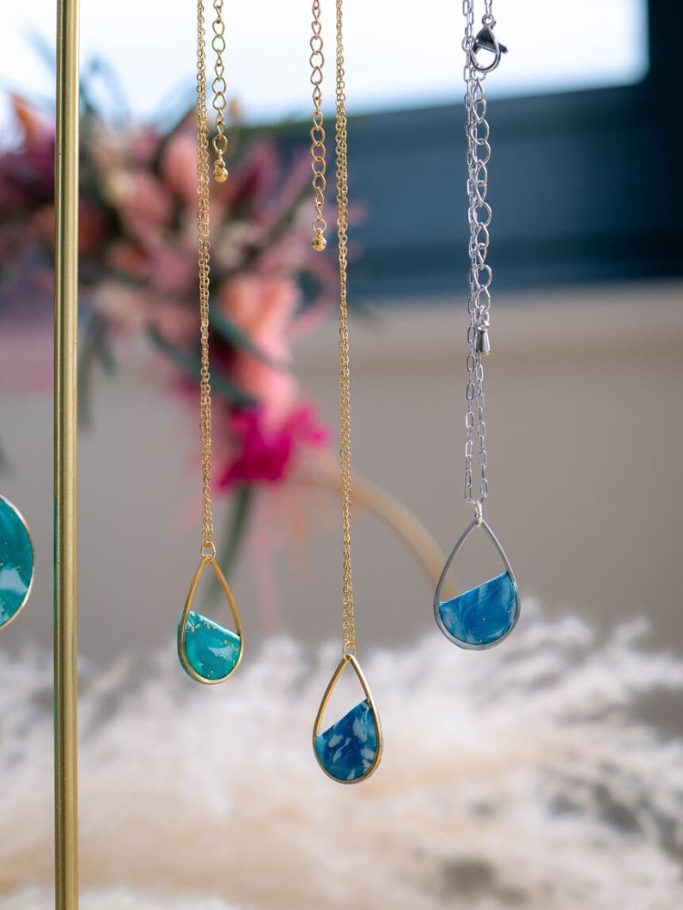 Collier Louise Bleu et Or - Miladora Créations