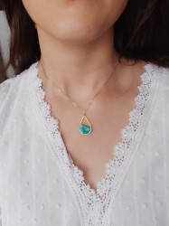 Collier Louise Vert & or - Miladora Créations