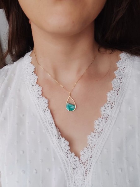 Collier Louise Vert & or - Miladora Créations