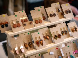 Boucles d'oreilles Hexa Ambre - Miladora Créations