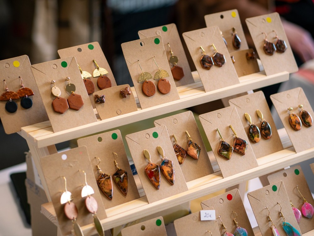 Boucles d'oreilles Hexa Ambre - Miladora Créations