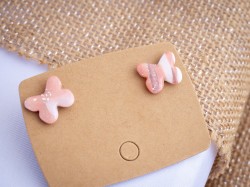 Puces papillons rose & argent - Miladora Créations