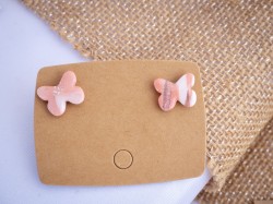 Puces papillons rose & argent - Miladora Créations