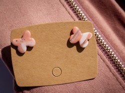 Puces papillons rose & argent - Miladora Créations