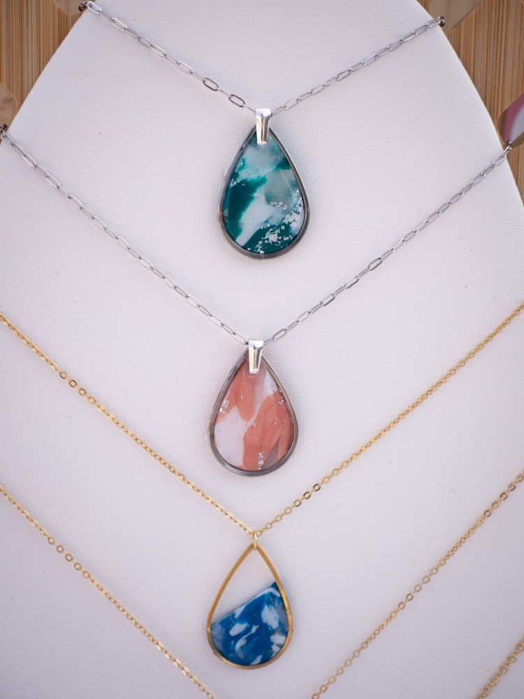 Collier Louise rose & argent - Miladora Créations