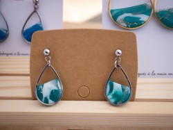 Boucles d'oreilles Louise vert & argent - Miladora Créations