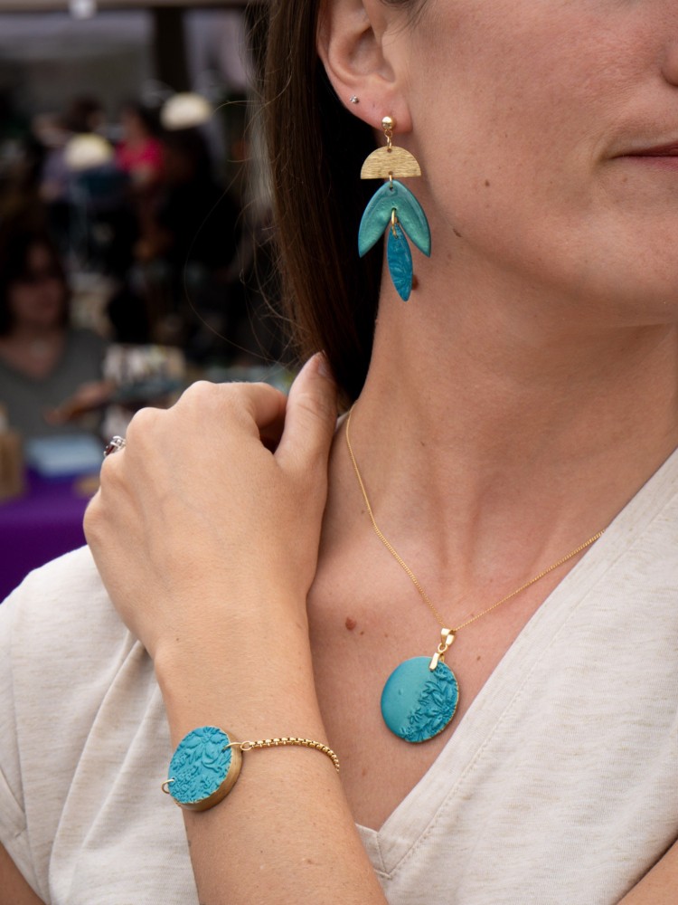 Collier règlable Canopée - Miladora Créations - Bijoux en argile polymère et acier inoxydable