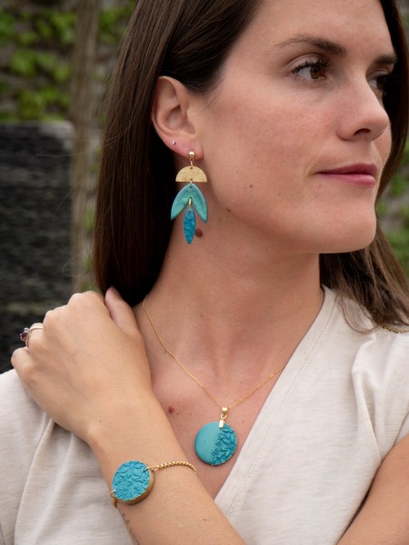 Boucles d'oreilles Canopée Feuilles - Miladora Créations - Bijoux en argile polymère et acier inoxydable