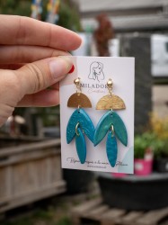 Boucles d'oreilles Canopée Feuilles - Miladora Créations - Bijoux en argile polymère et acier inoxydable