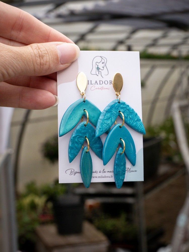 Boucles d'oreilles Canopée Mixtes - Miladora Créations - Bijoux en argile polymère et acier inoxydable
