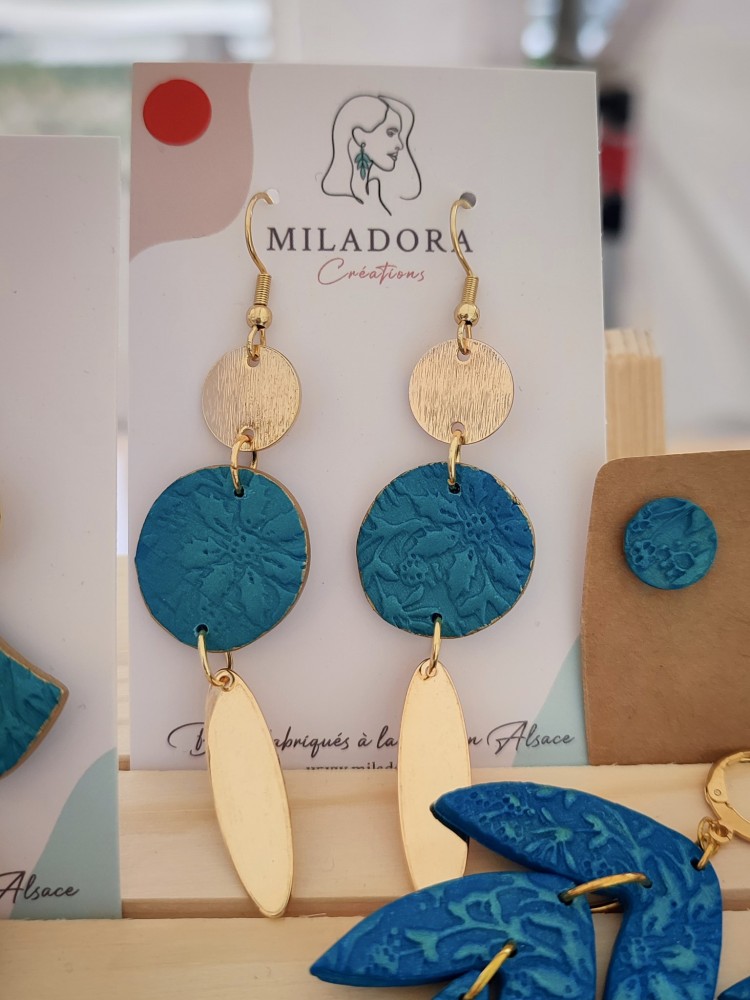 Boucles d'oreilles Canopée Rondes - Miladora Créations - Bijoux en argile polymère et acier inoxydable