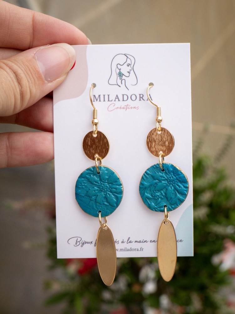 Boucles d'oreilles Canopée Rondes - Miladora Créations - Bijoux en argile polymère et acier inoxydable