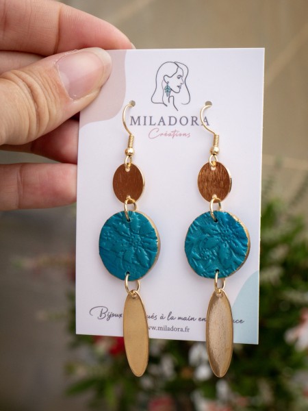 Boucles d'oreilles Canopée Rondes - Miladora Créations - Bijoux en argile polymère et acier inoxydable