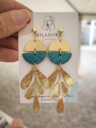 Boucles d'oreilles Canopée Vignes - Miladora Créations - Bijoux en argile polymère et acier inoxydable