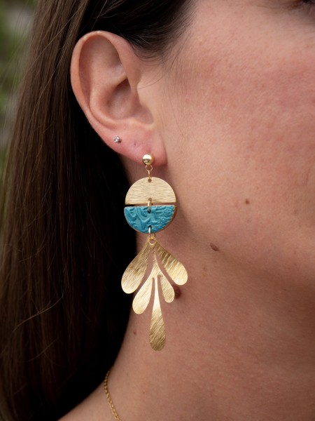 Boucles d'oreilles Canopée Vignes - Miladora Créations - Bijoux en argile polymère et acier inoxydable