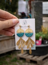 Boucles d'oreilles Canopée Vignes - Miladora Créations - Bijoux en argile polymère et acier inoxydable