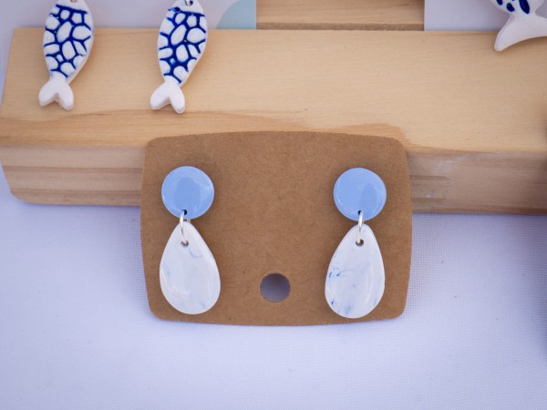 Boucles d'oreilles Gouttes - Miladora Créations - Bijoux en argile polymère et acier inoxydable