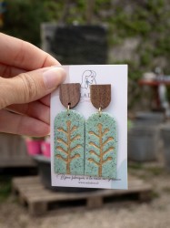 Boucles d'oreilles Granit vert - Miladora Créations